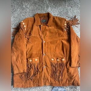 Irvine Park Suede Fringe UniSex Coat featuring Western Style Embroidered detail